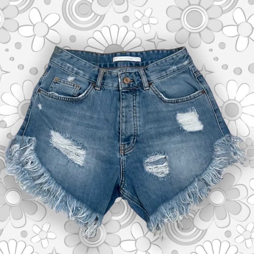 Zara Painted Jean Shorts
